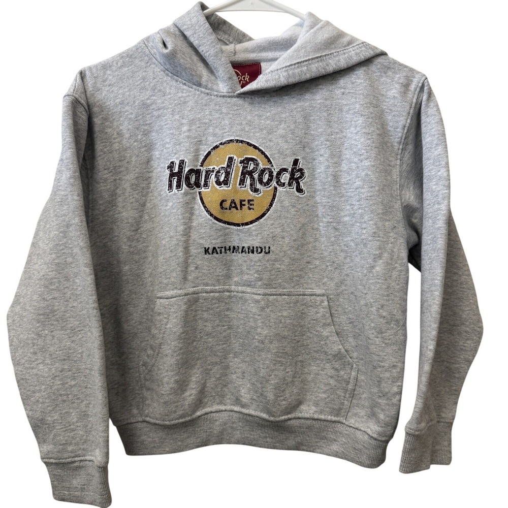 Hard Rock Cafe Hoodie Kids XL Gray‎ Kathmandu Graphic Pullover